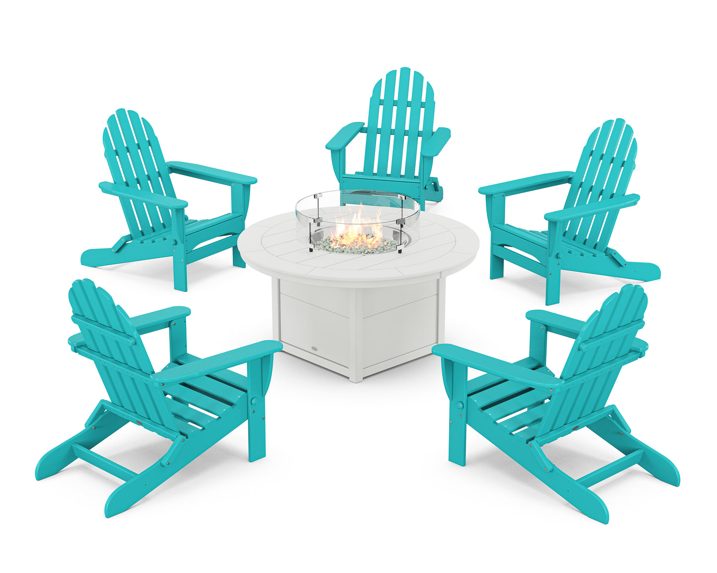 Classic Folding Adirondack 6-Piece Conversation Set with Fire Pit Table