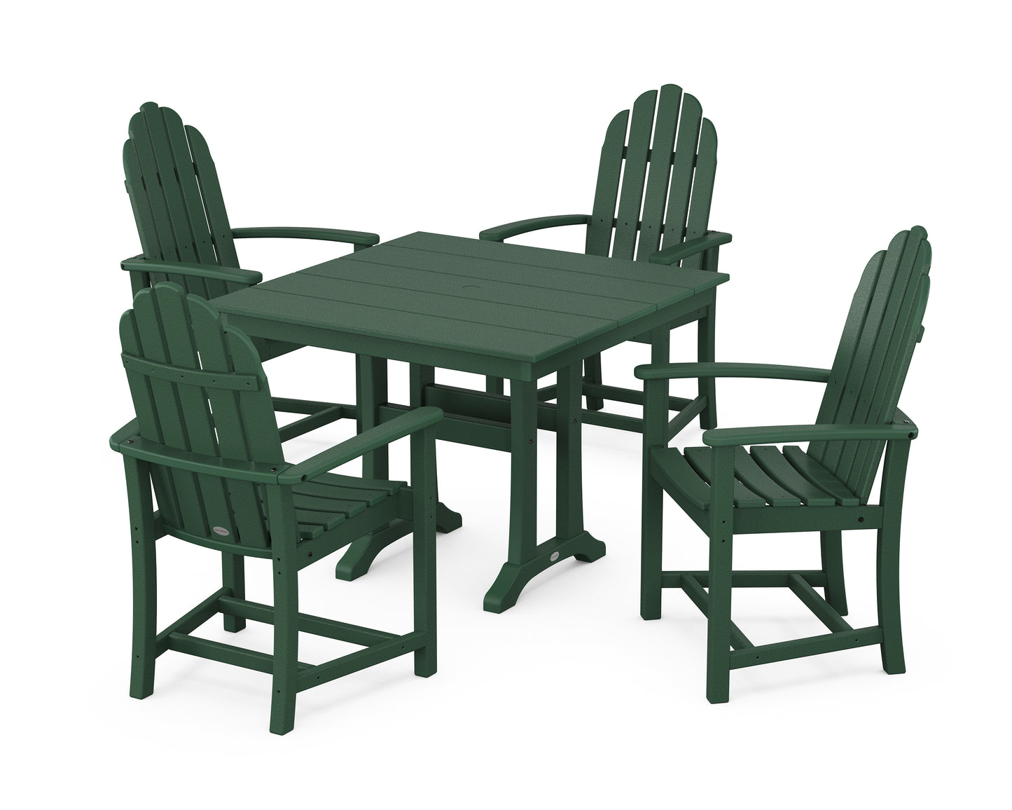 Classic Adirondack 5-Piece Farmhouse Dining Set With Trestle Legs