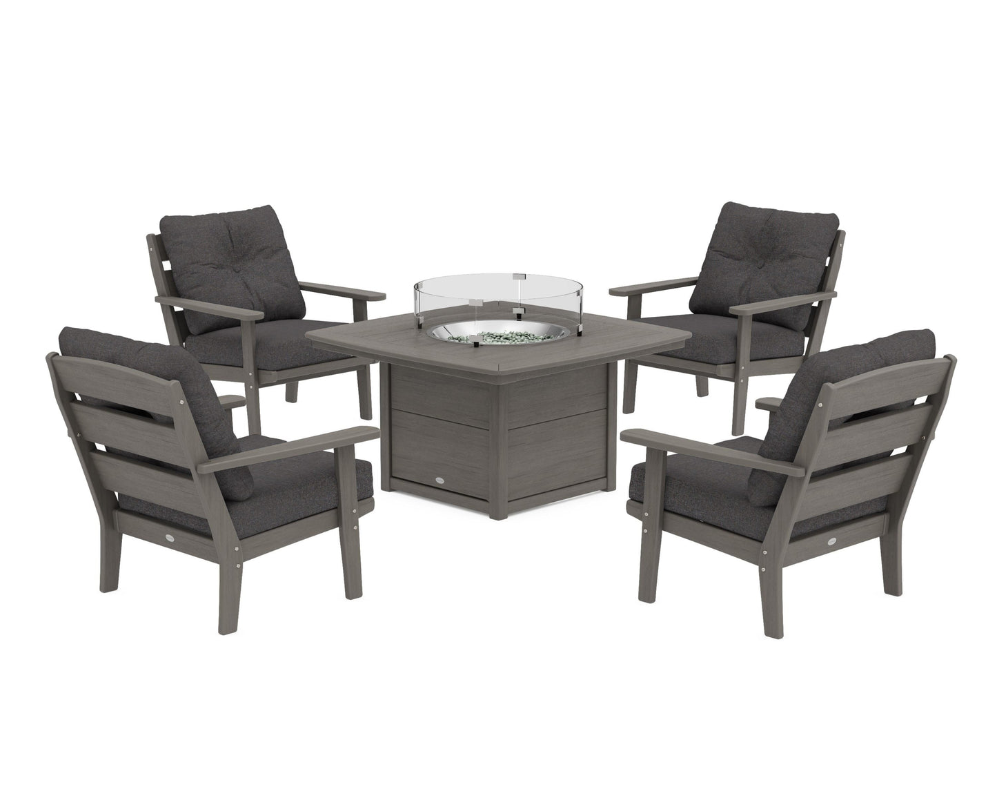 Lakeside 5-Piece Deep Seating Set with Nautical Fire Pit Table