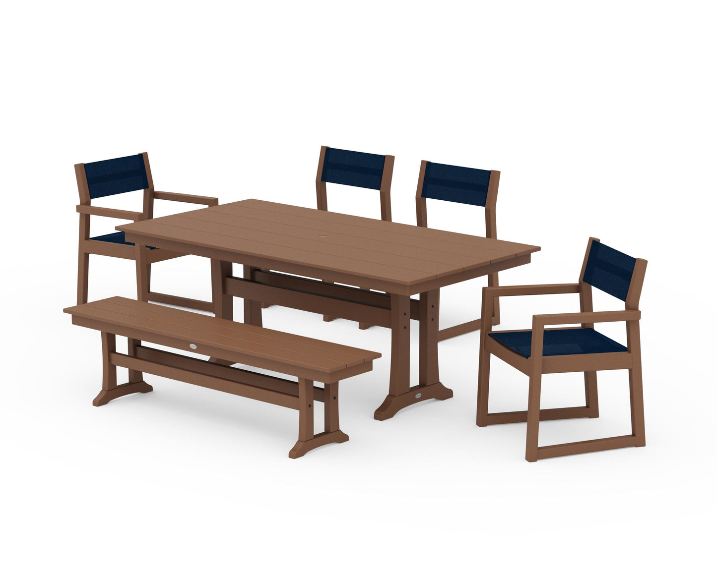 EDGE Sling 6-Piece Farmhouse Dining Set With Trestle Legs
