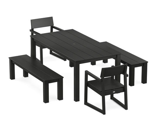 EDGE 5-Piece Parsons Dining Set with Benches