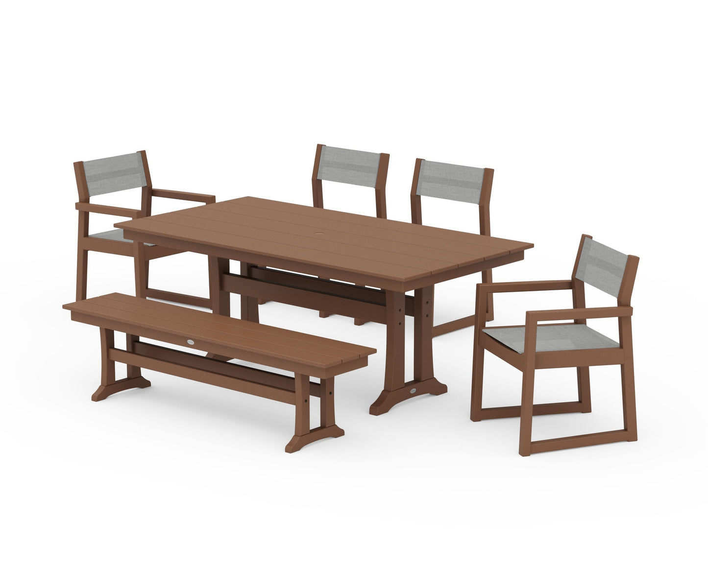 EDGE Sling 6-Piece Farmhouse Dining Set With Trestle Legs