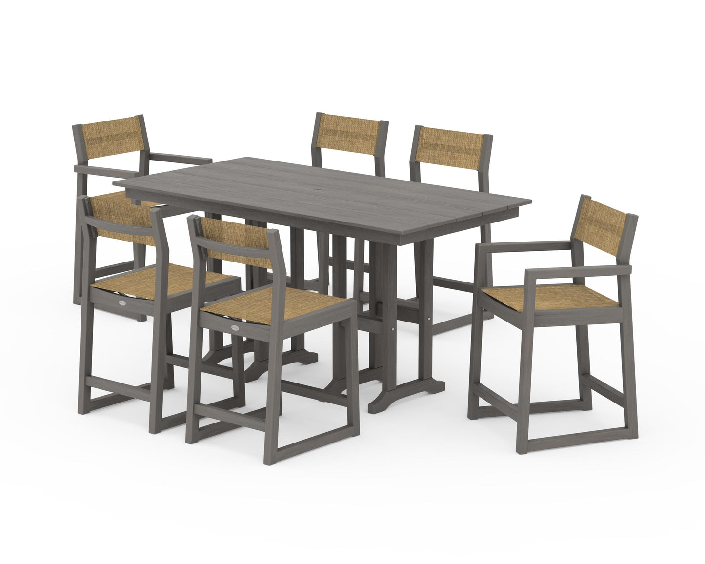 EDGE Sling 7-Piece Farmhouse Counter Set with Trestle Legs