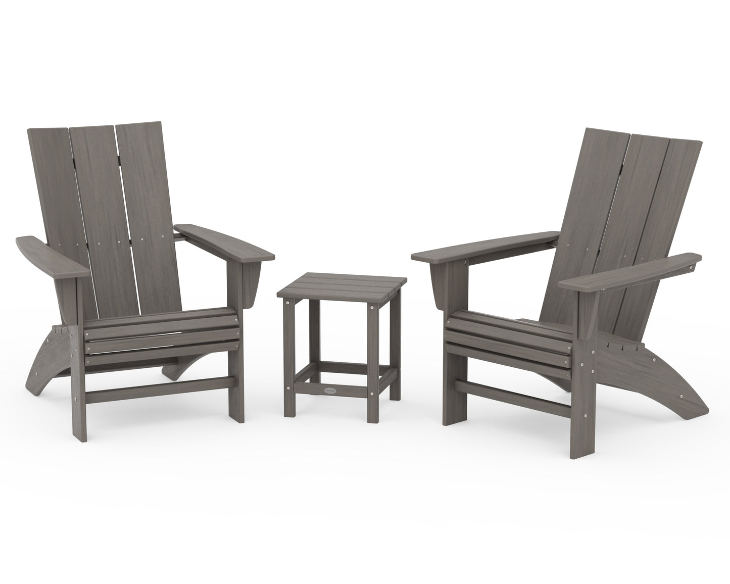 Modern 3-Piece Curveback Adirondack Set with Long Island 18" Side Table
