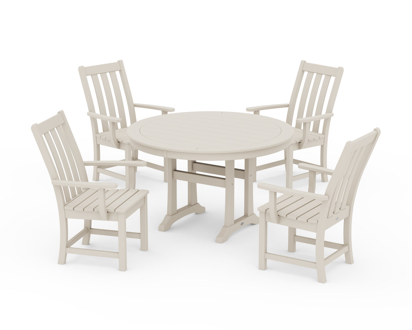Vineyard 5-Piece Round Dining Set with Trestle Legs