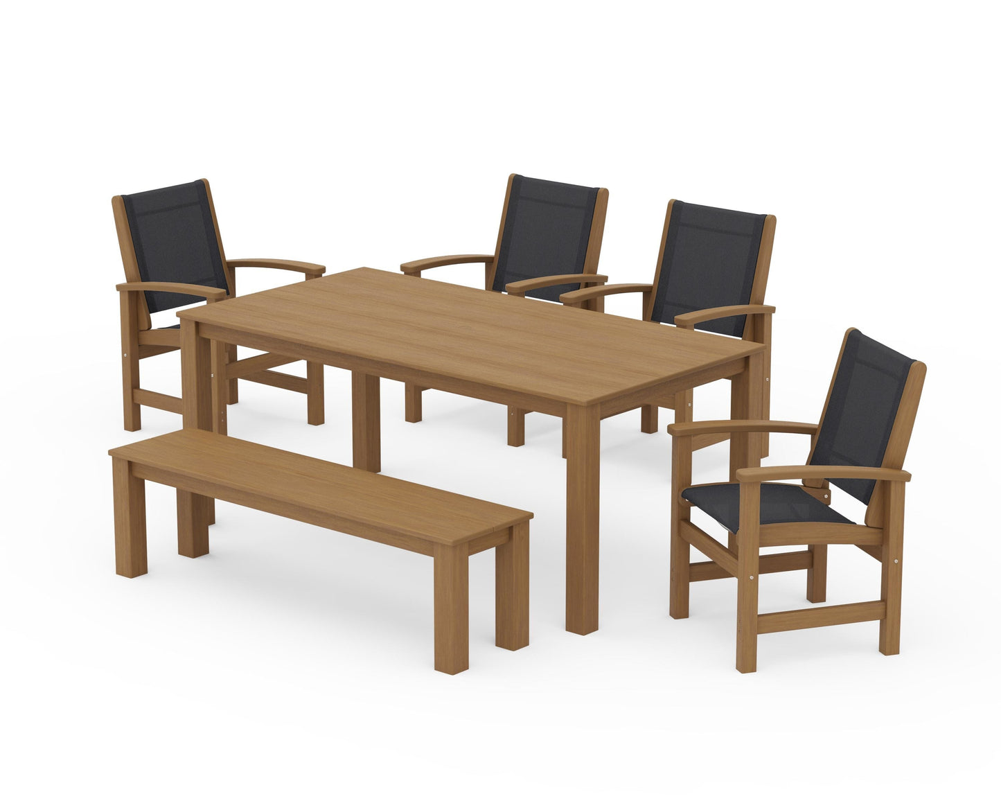 Coastal 6-Piece Parsons Dining Set with Bench