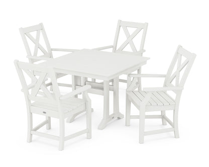 Braxton 5-Piece Farmhouse Dining Set With Trestle Legs