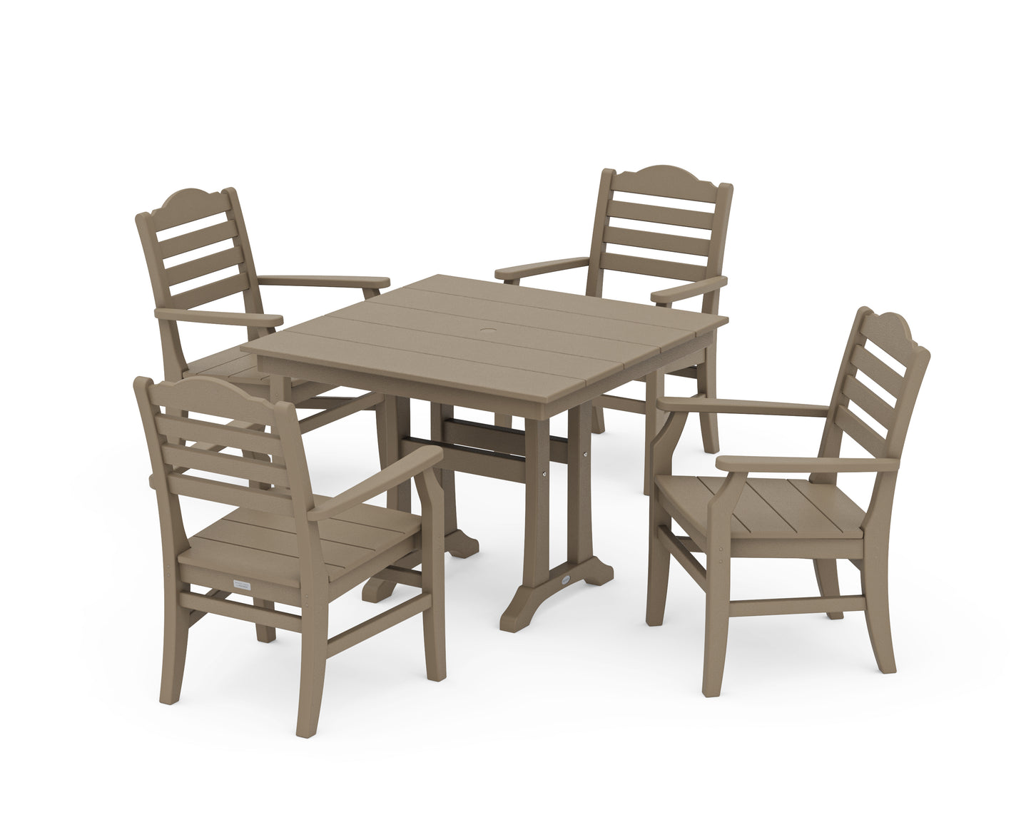 Savannah 5-Piece Farmhouse Dining Set with Trestle Legs