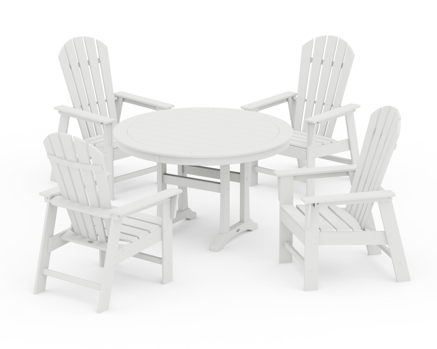 South Beach 5-Piece Round Dining Set with Trestle Legs