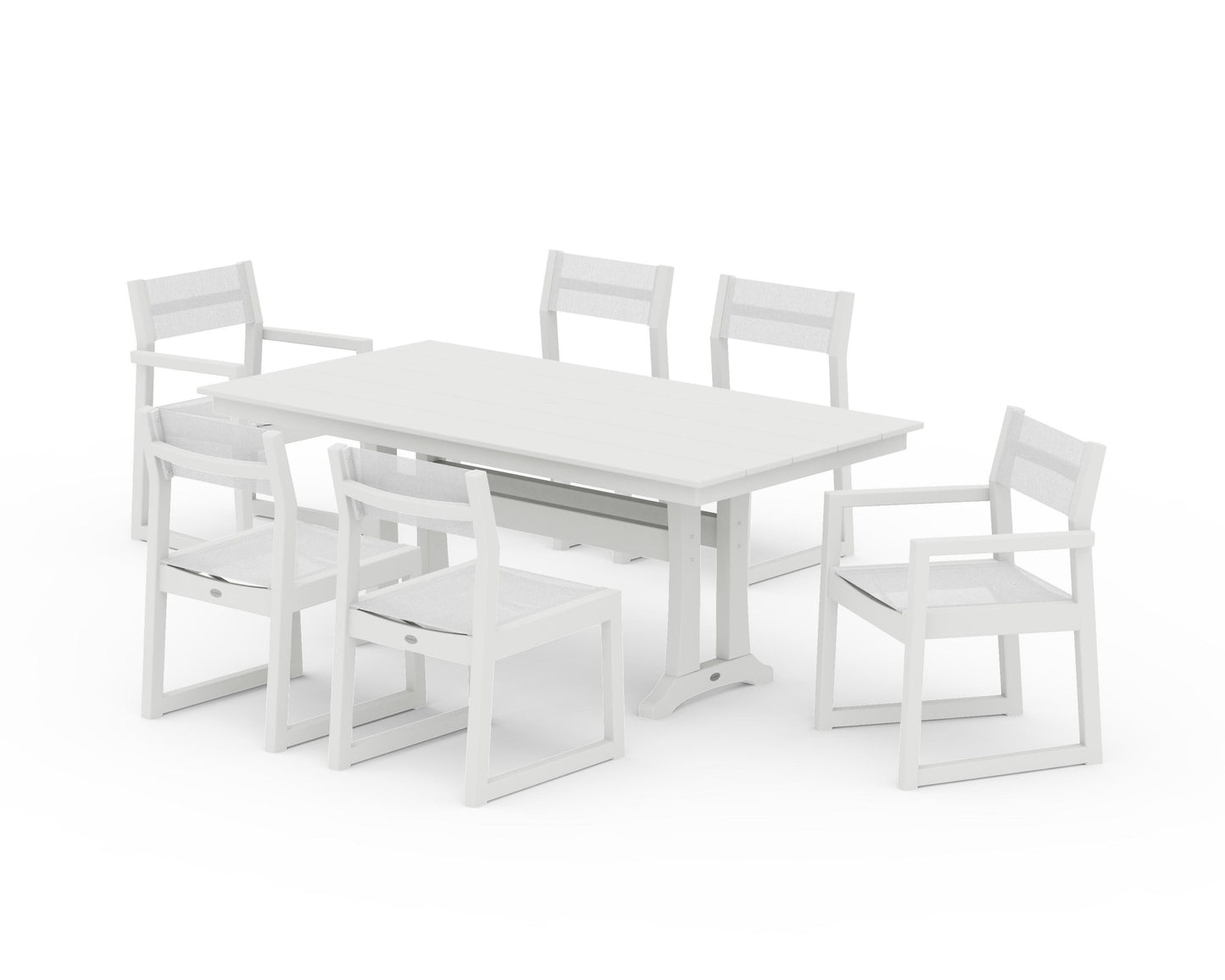 EDGE Sling 7-Piece Farmhouse Trestle Dining Set