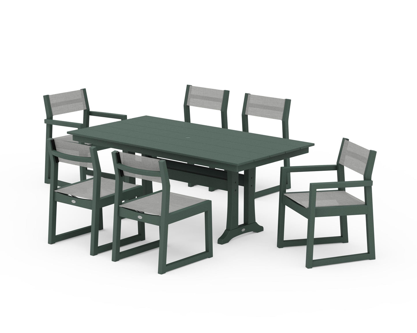 EDGE Sling 7-Piece Farmhouse Trestle Dining Set