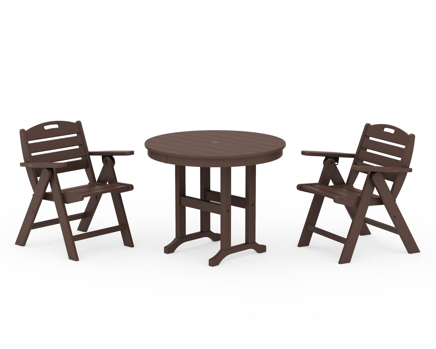 Nautical Folding Lowback Chair 3-Piece Round Dining Set