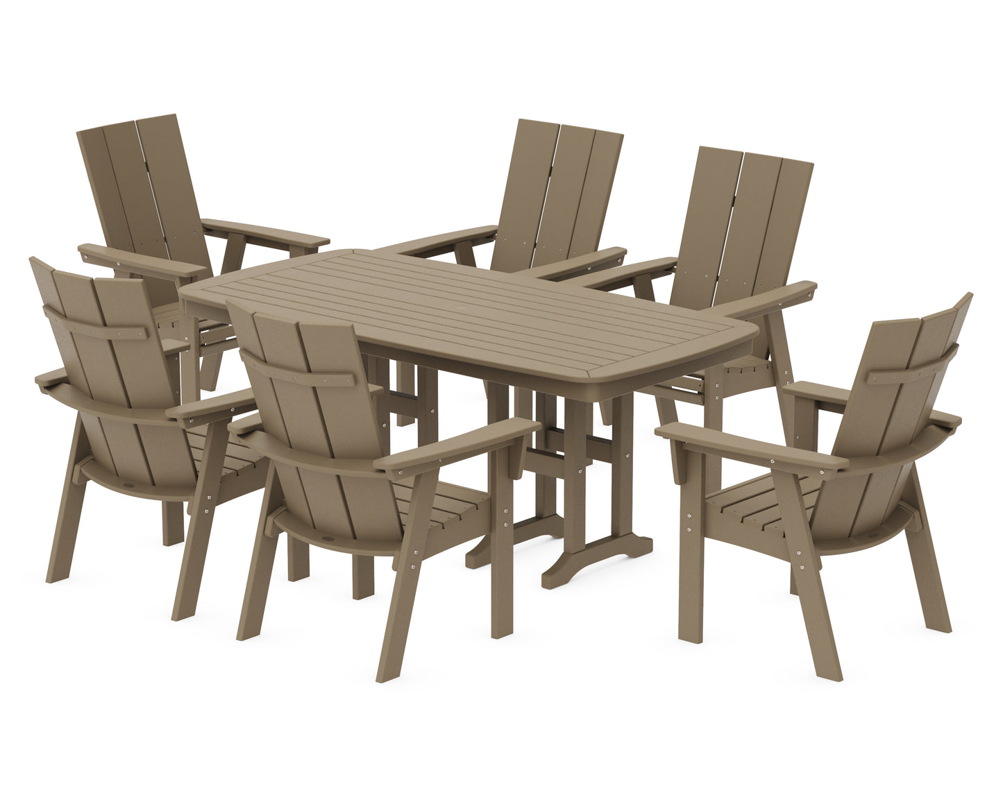 Modern Curveback Adirondack 7-Piece Dining Set