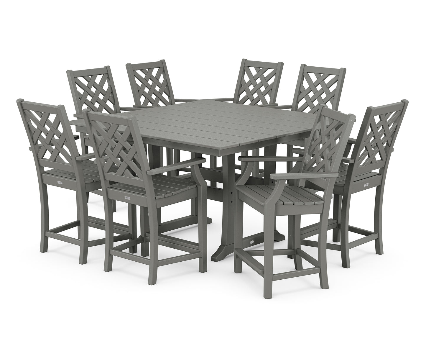 Wovendale 9-Piece Square Farmhouse Counter Set with Trestle Legs