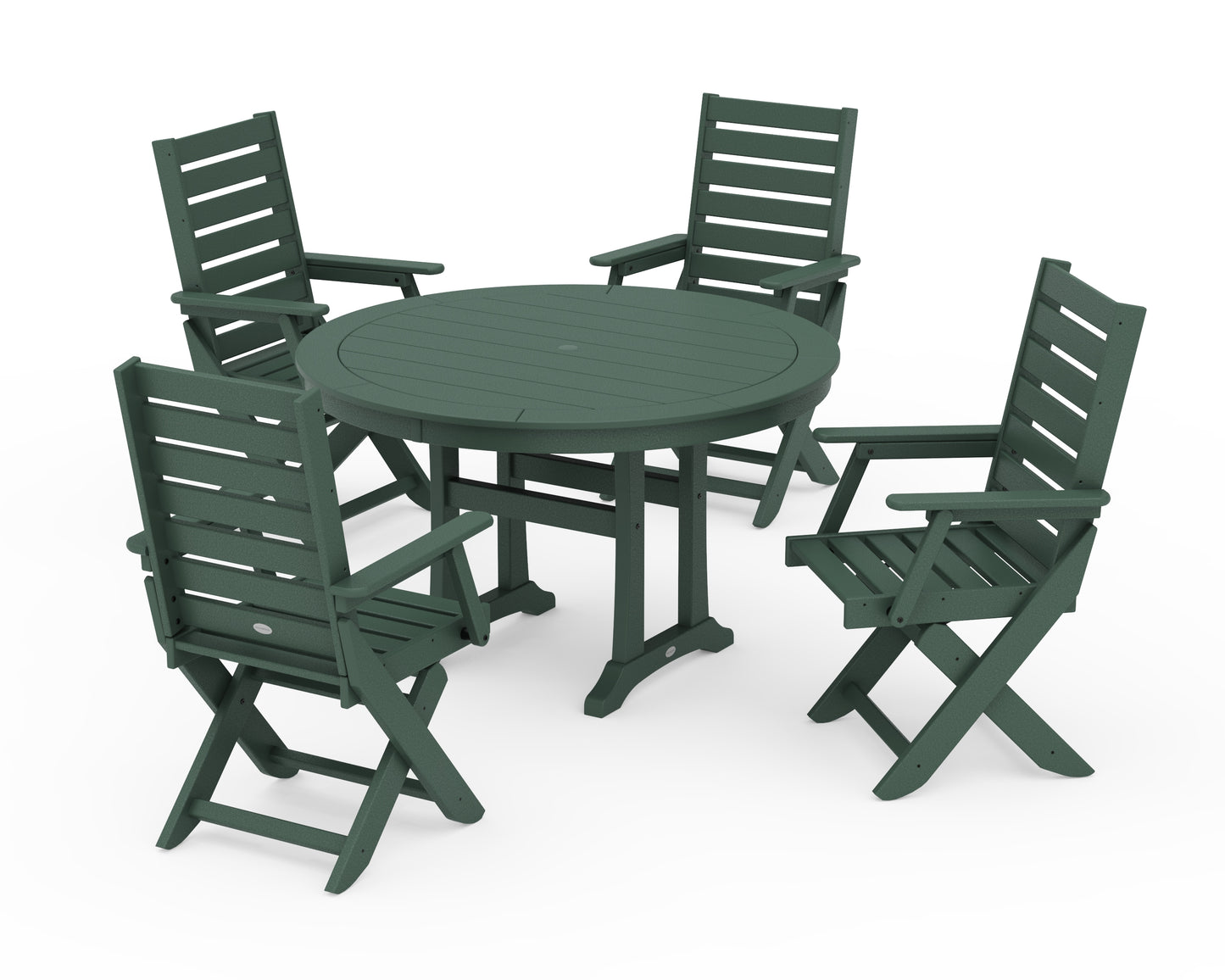 Captain Folding Chair 5-Piece Round Dining Set with Trestle Legs