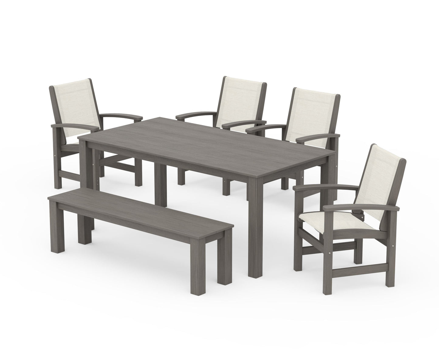 Coastal 6-Piece Parsons Dining Set with Bench