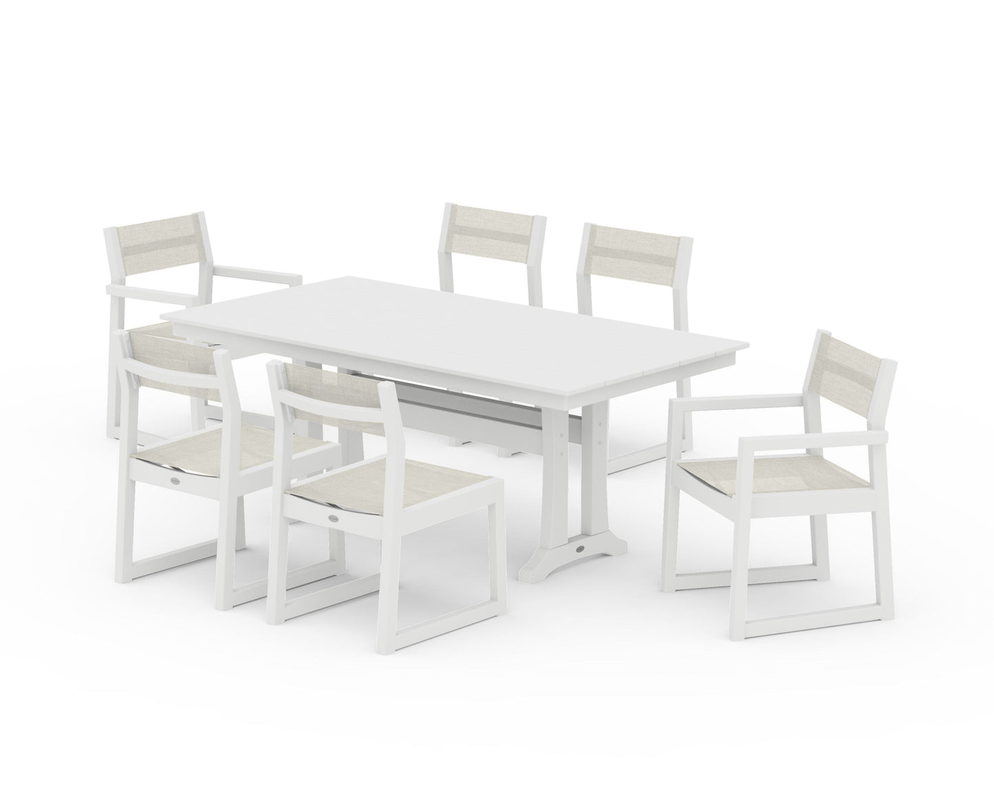 EDGE Sling 7-Piece Farmhouse Trestle Dining Set