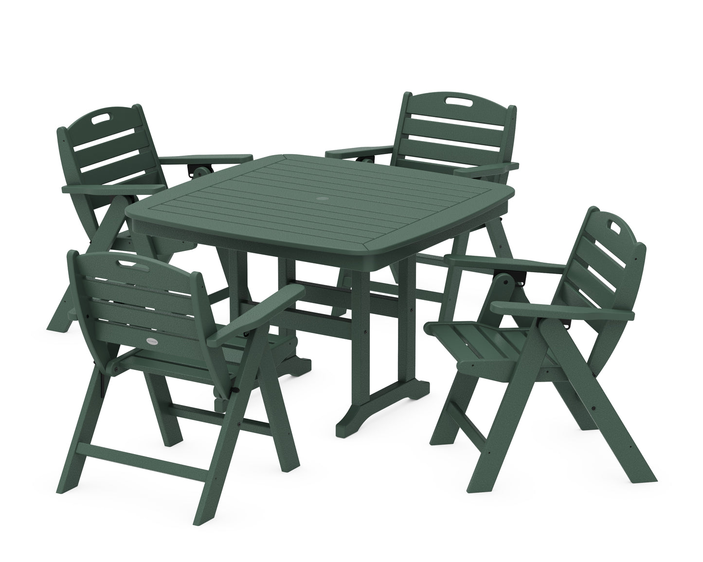 Nautical Folding Lowback Chair 5-Piece Dining Set with Trestle Legs