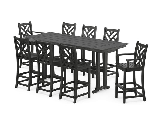 Chippendale 9-Piece Farmhouse Bar Set with Trestle Legs