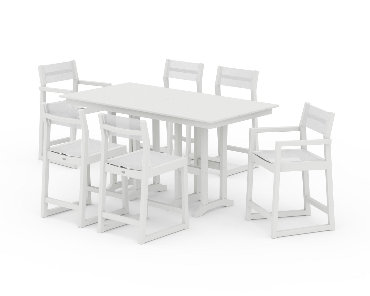 EDGE Sling 7-Piece Farmhouse Counter Set with Trestle Legs