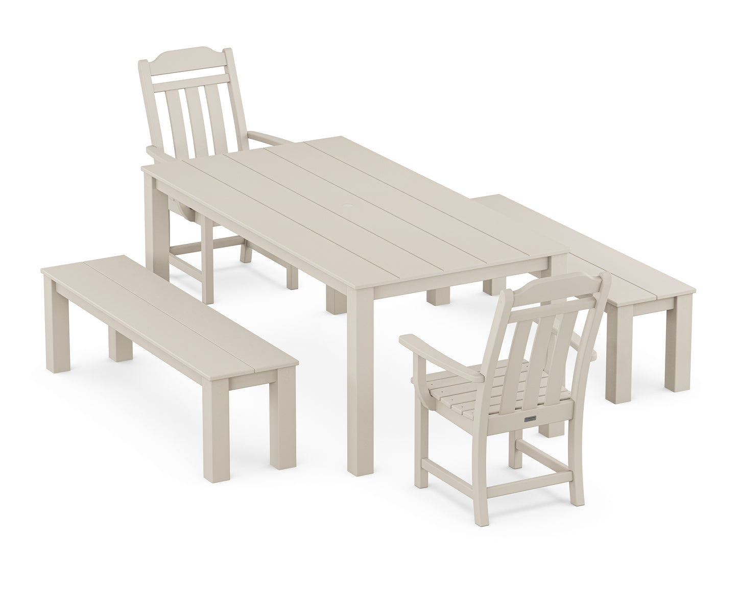 Country Living 5-Piece Parsons Dining Set with Benches