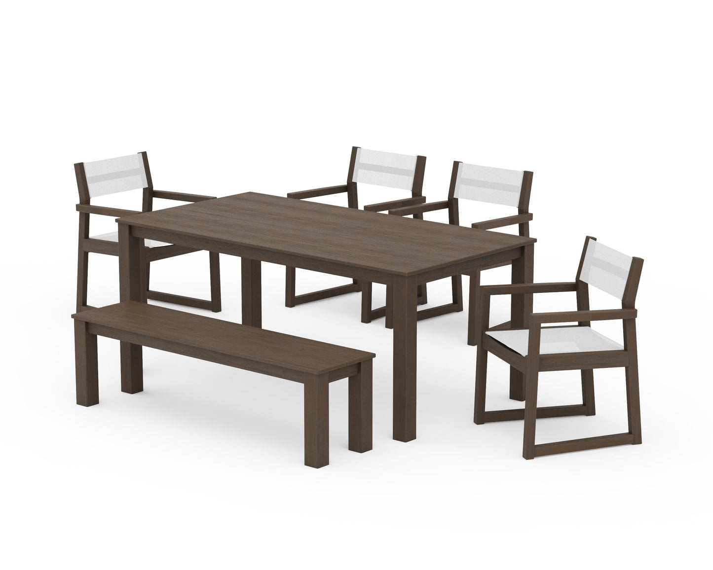 EDGE Sling Arm Chair 6-Piece Parsons Dining Set with Bench