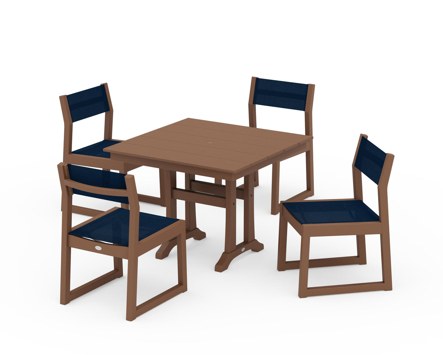 EDGE Sling 5-Piece Farmhouse Trestle Side Chair Dining Set