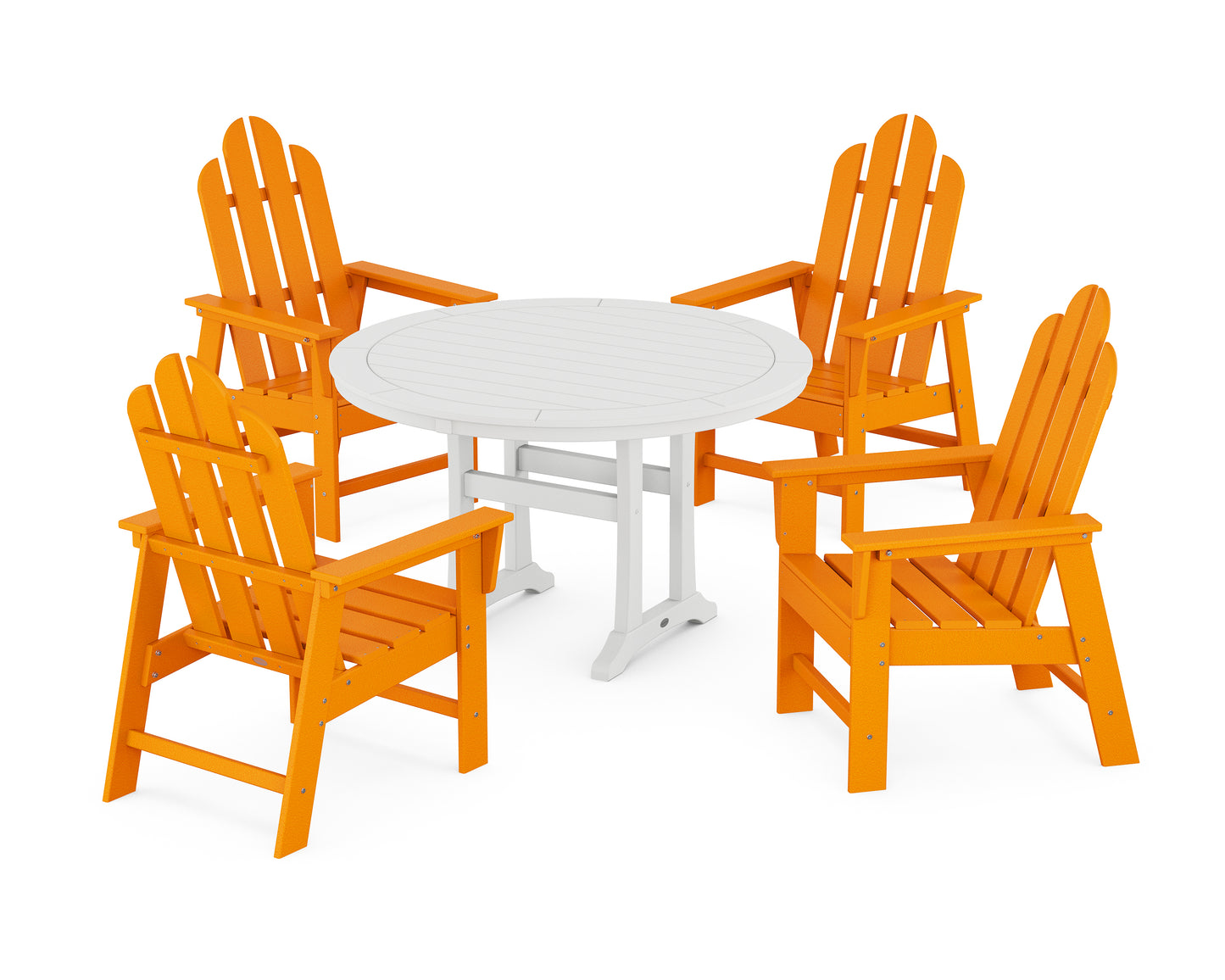 Long Island 5-Piece Round Dining Set with Trestle Legs