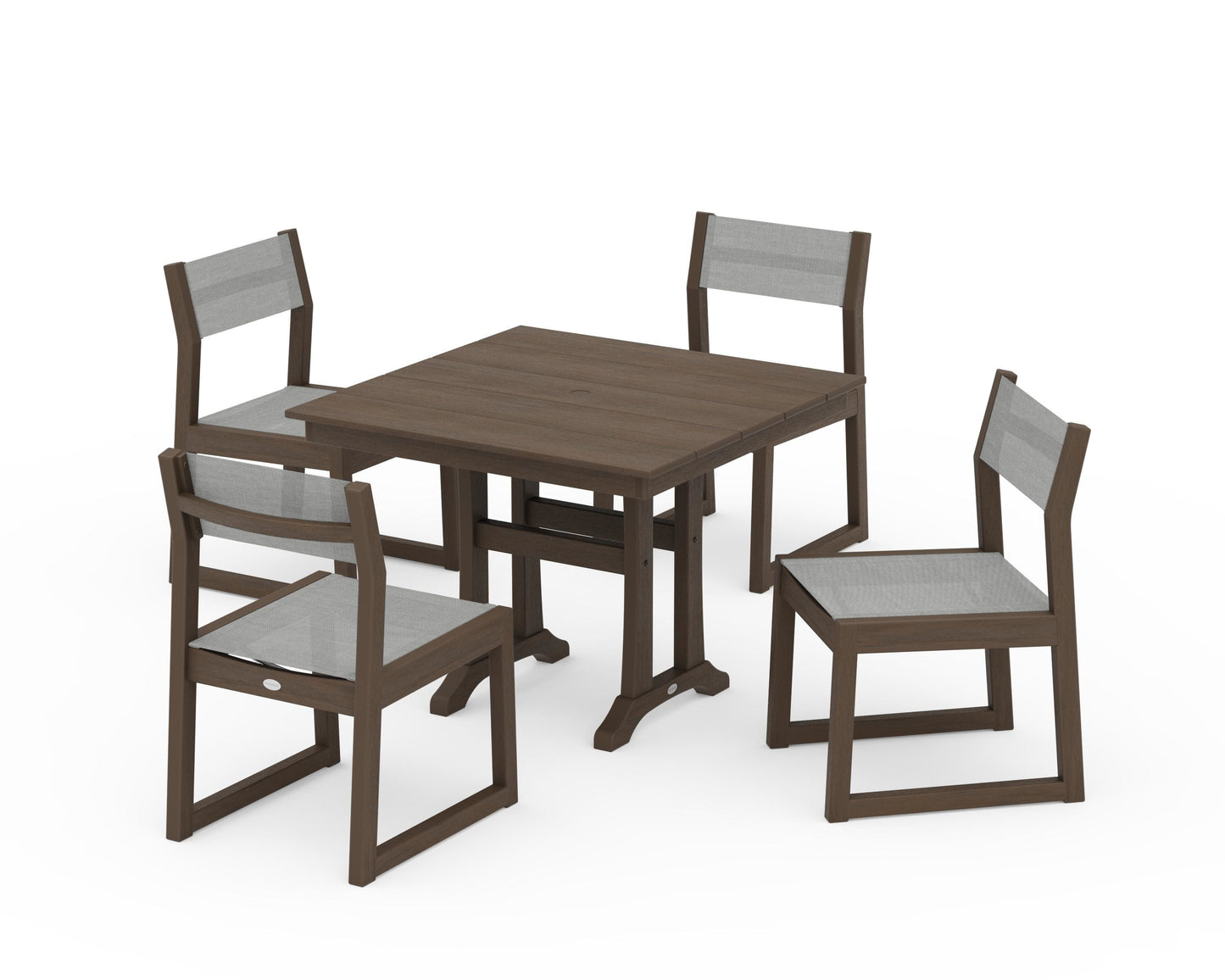 EDGE Sling 5-Piece Farmhouse Trestle Side Chair Dining Set