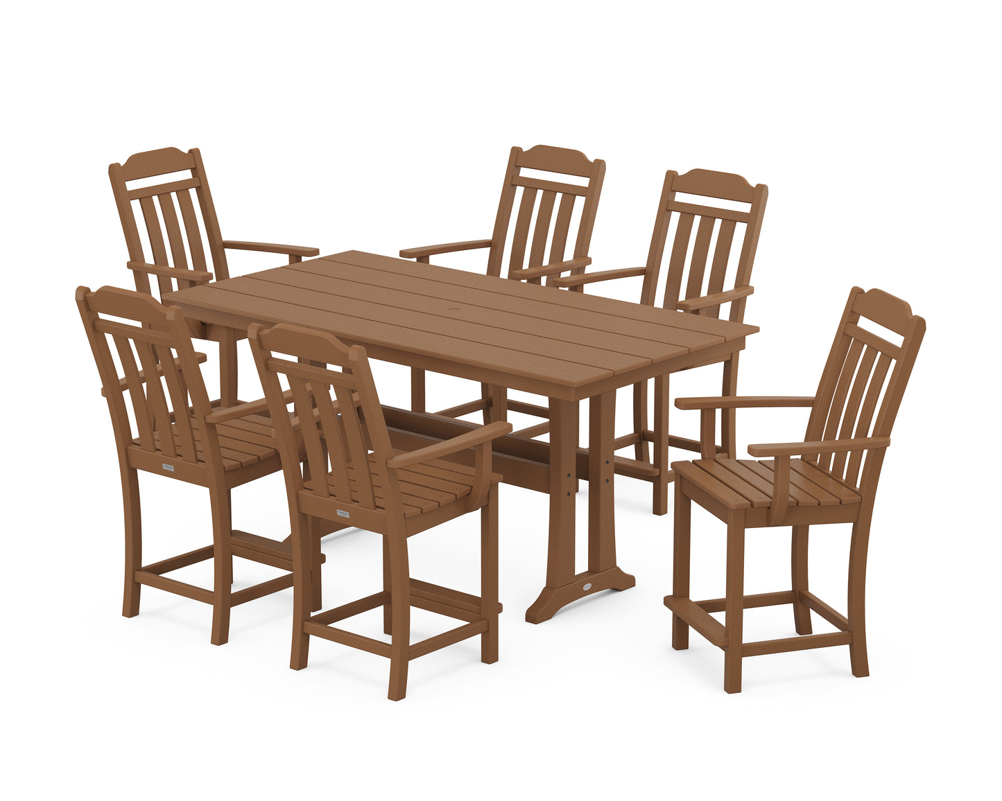 Cottage Arm Chair 7-Piece Farmhouse Counter Set with Trestle Legs