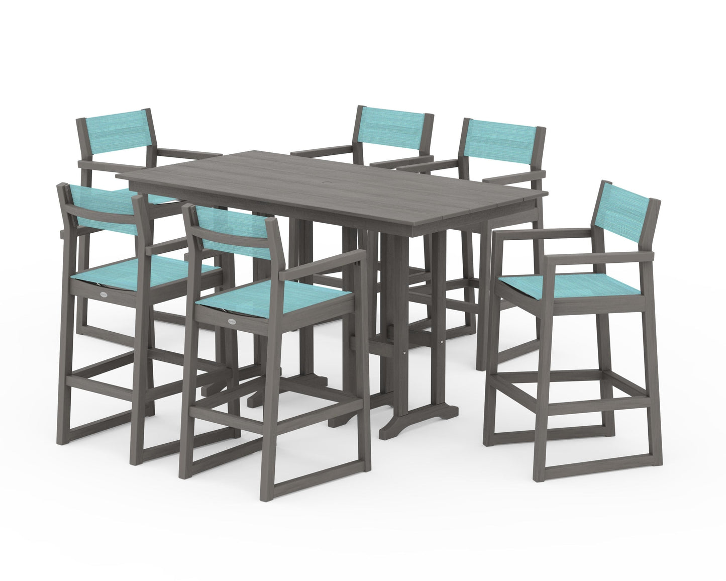 EDGE Sling Arm Chair 7-Piece Farmhouse Bar Set