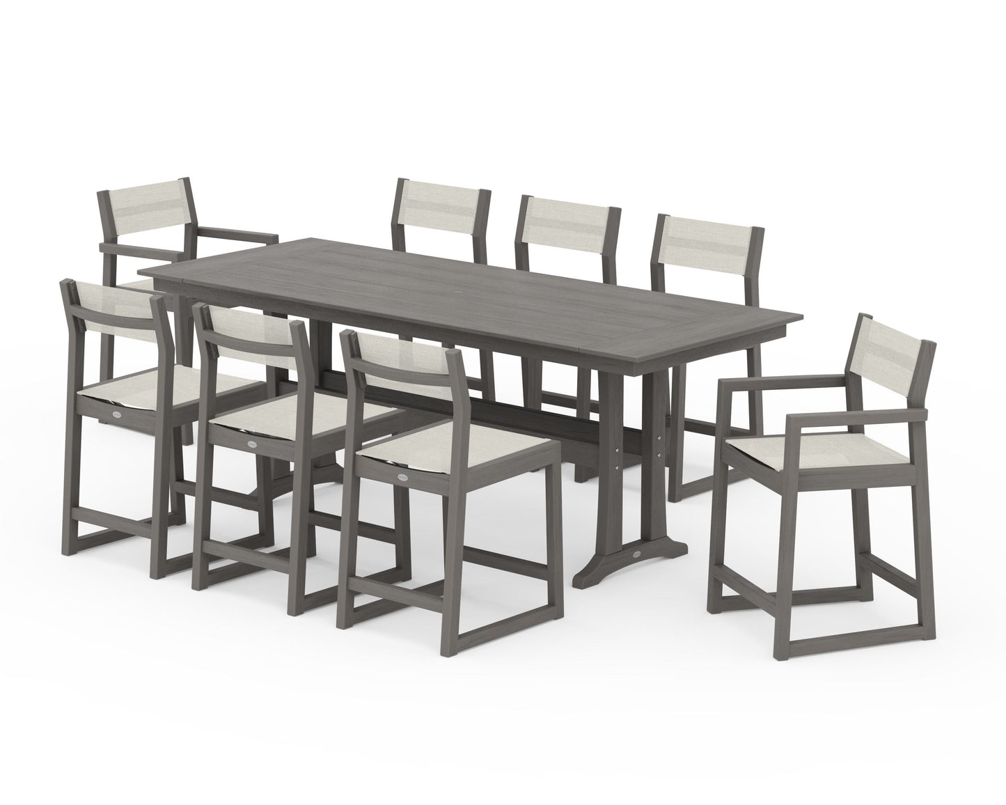 EDGE Sling 9-Piece Farmhouse Counter Set with Trestle Legs