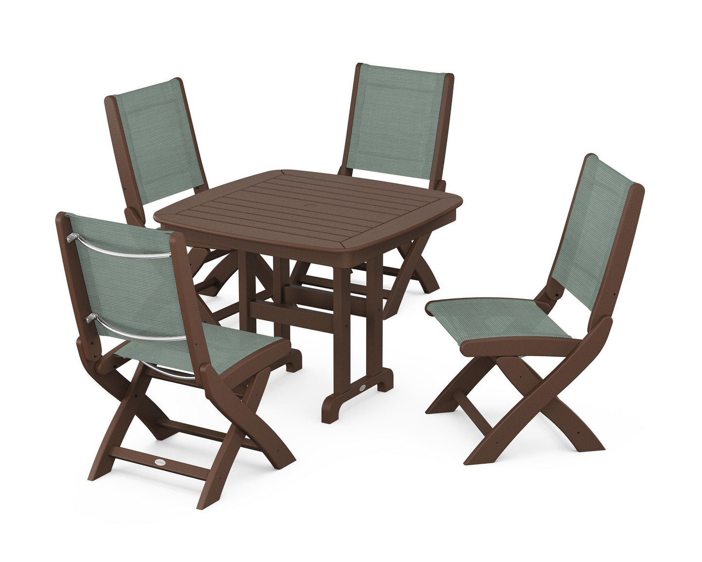 Coastal Folding Side Chair 5-Piece Dining Set