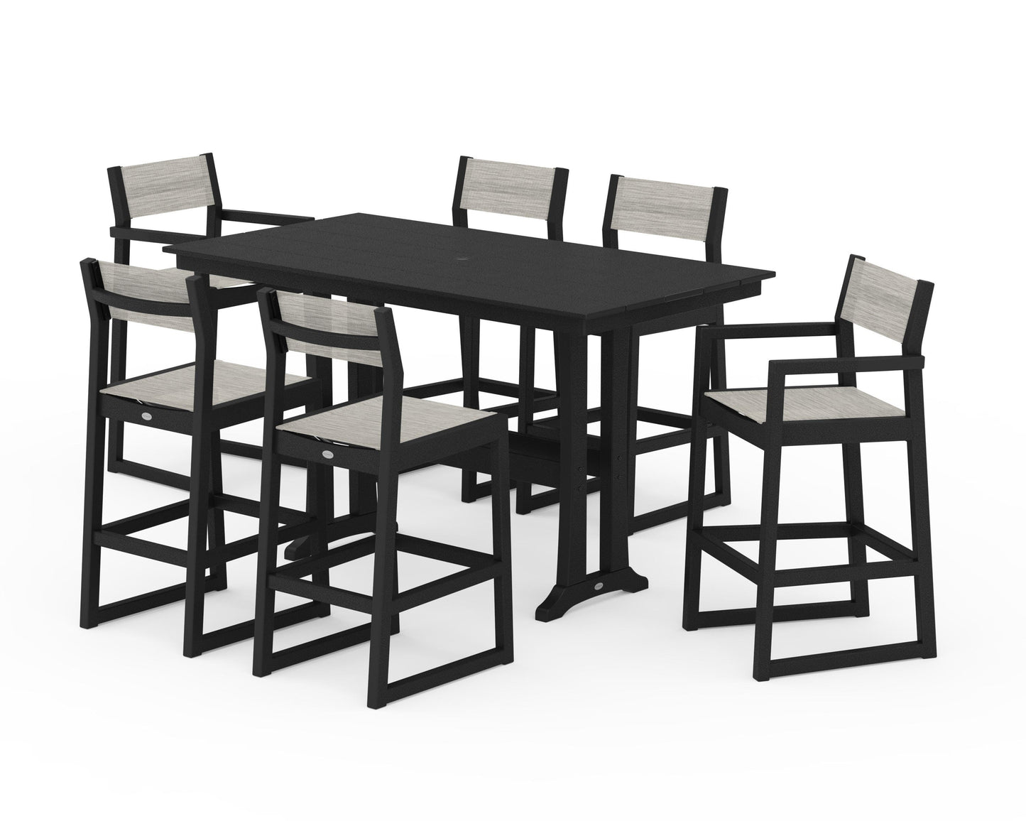 EDGE Sling 7-Piece Farmhouse Bar Set with Trestle Legs