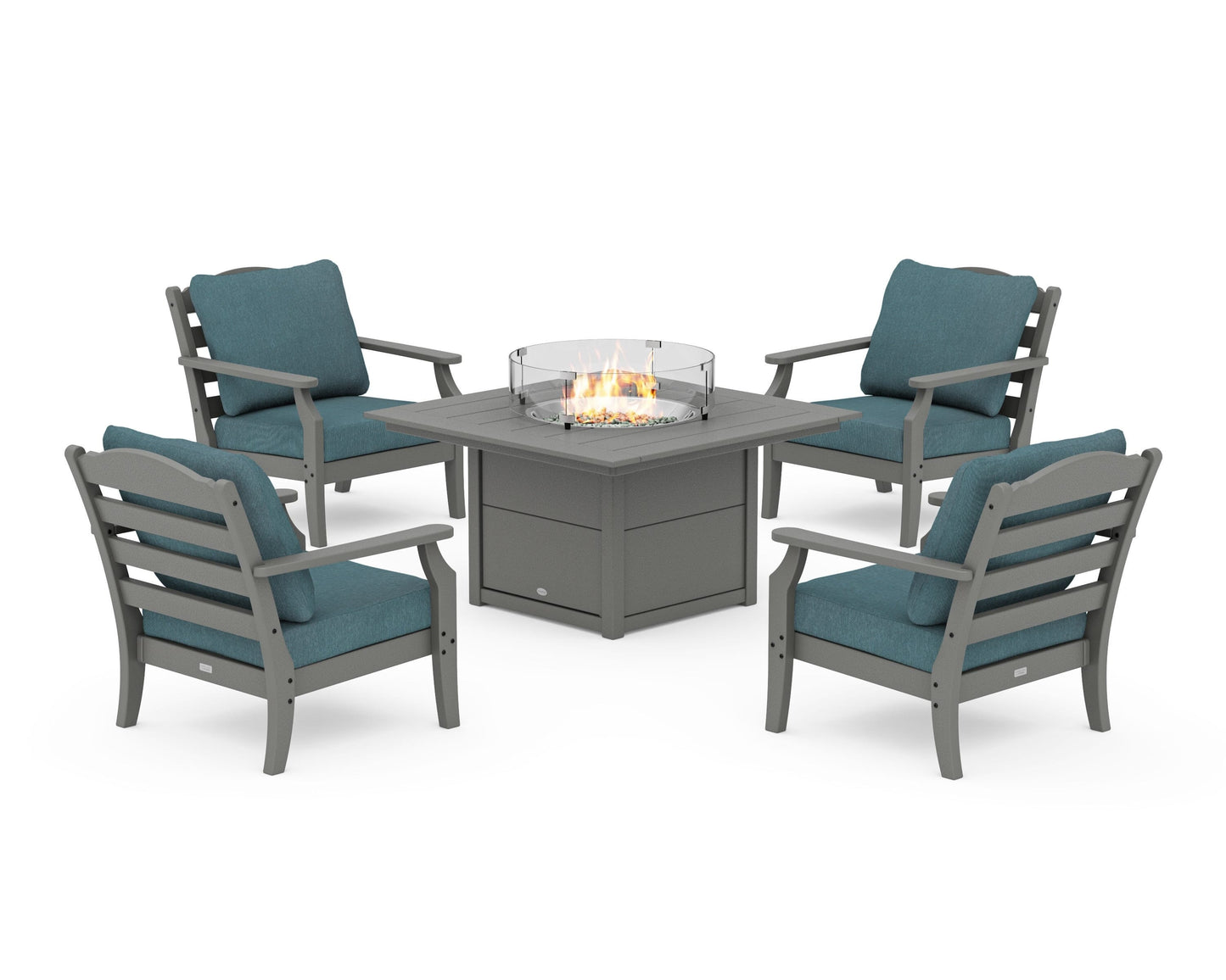 Savannah 5-Piece Deep Seating Set with Fire Pit Table