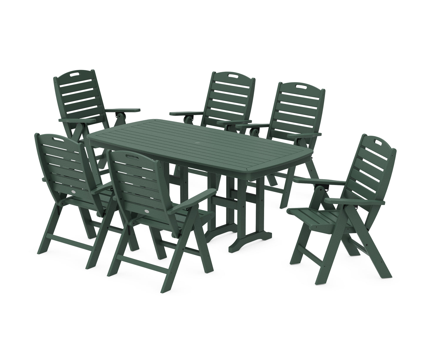 Nautical Folding Highback Chair 7-Piece Dining Set