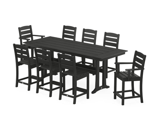 Lakeside 9-Piece Farmhouse Counter Set with Trestle Legs