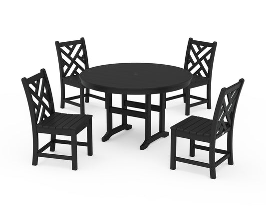 Chippendale 5-Piece Round Farmhouse Side Chair Dining Set
