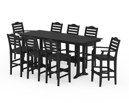 Savannah 9-Piece Farmhouse Bar Set with Trestle Legs