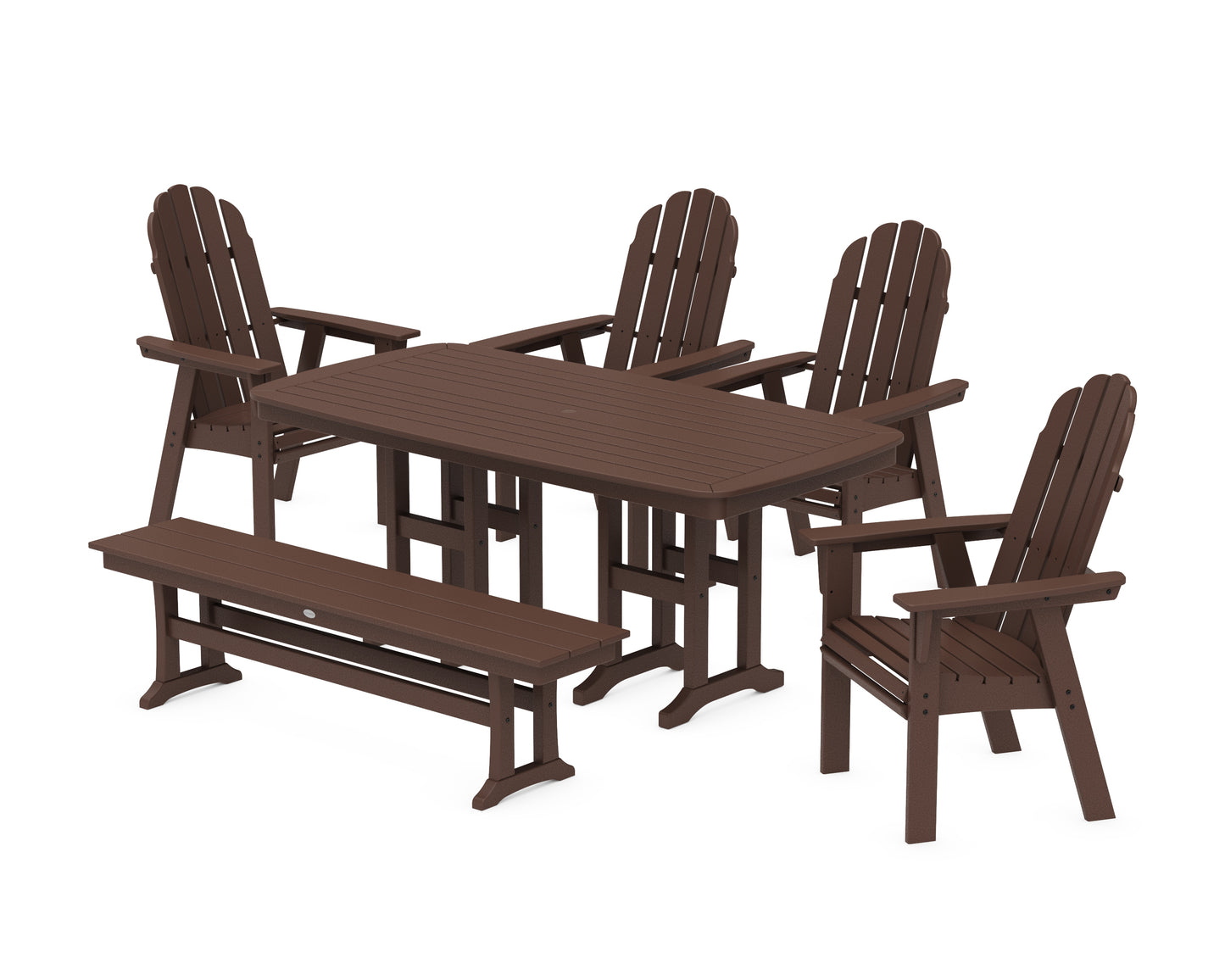 Vineyard Curveback Adirondack Chair 6-Piece Dining Set with Bench
