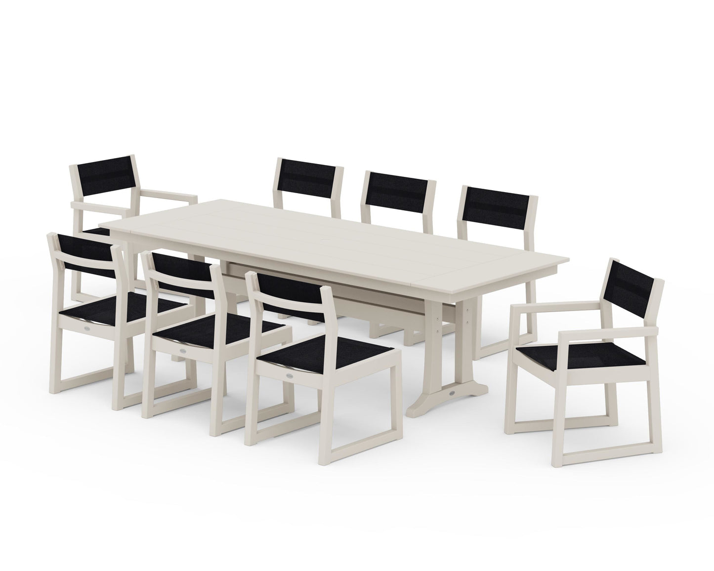 EDGE Sling 9-Piece Farmhouse Trestle Dining Set