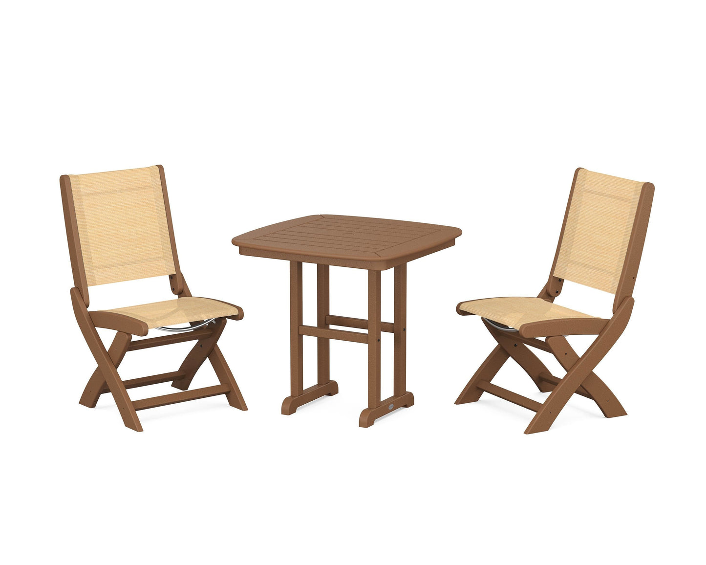 Coastal Folding Side Chair 3-Piece Dining Set