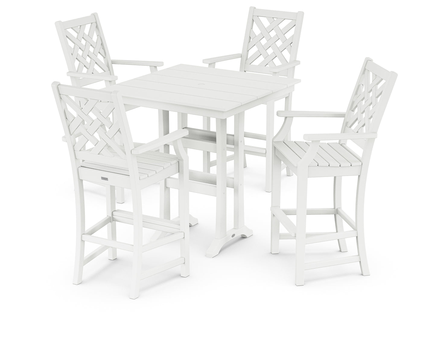 Wovendale 5-Piece Farmhouse Bar Set with Trestle Legs