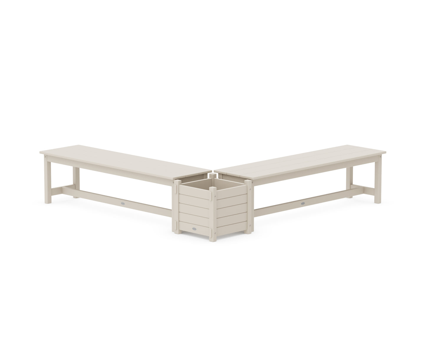 60" Nautical L- Shaped Planter Bench Set
