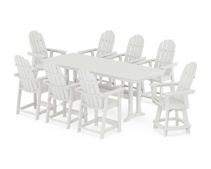 Vineyard Curveback Adirondack Swivel 9-Piece Counter Set with Trestle Legs