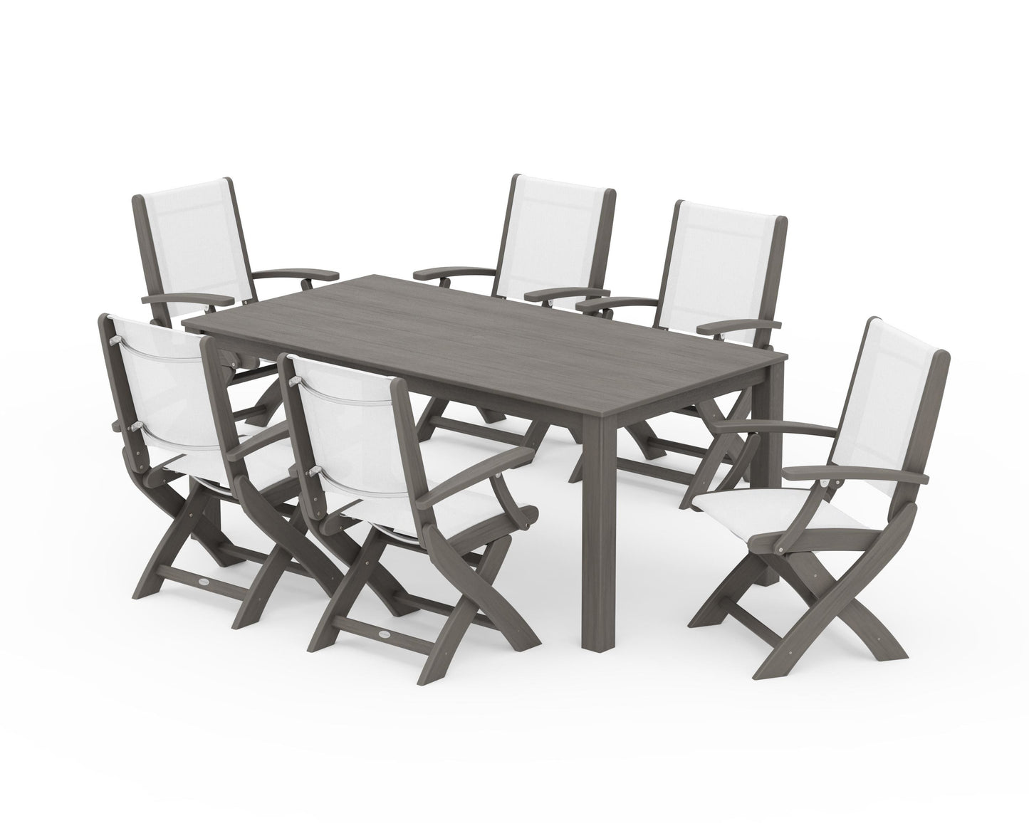 Coastal Folding Chair 7-Piece Parsons Dining Set