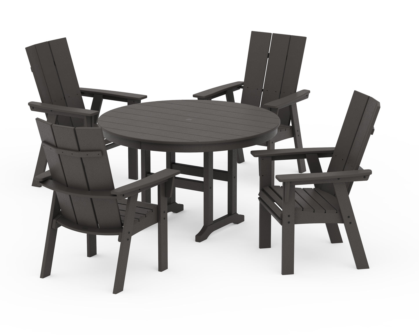 Modern Curveback Adirondack 5-Piece Round Farmhouse Dining Set