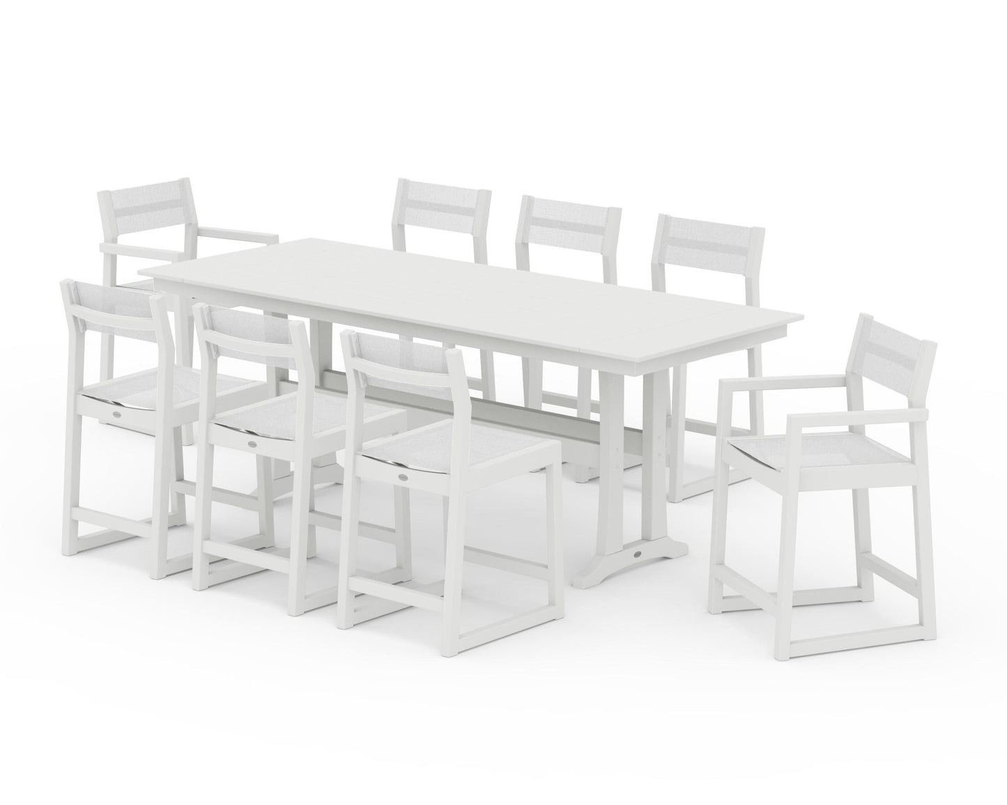 EDGE Sling 9-Piece Farmhouse Counter Set with Trestle Legs