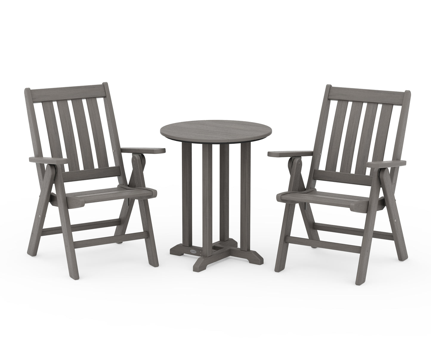 Vineyard Folding Chair 3-Piece Round Bistro Dining Set