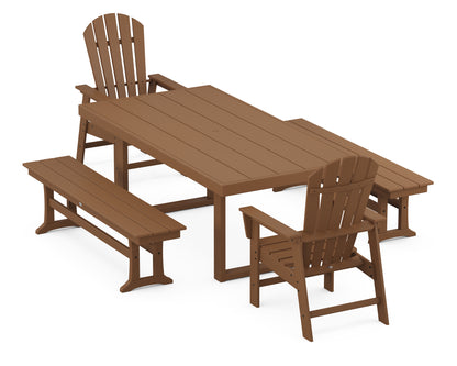 South Beach 5-Piece Dining Set with Benches